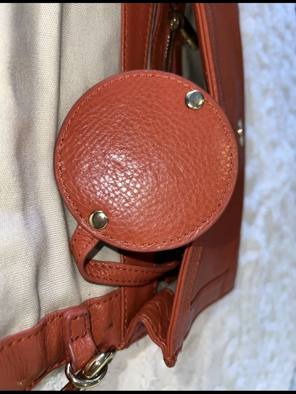 Tory Burch Burnt Orange Pebbled Leather Shoulder Bag